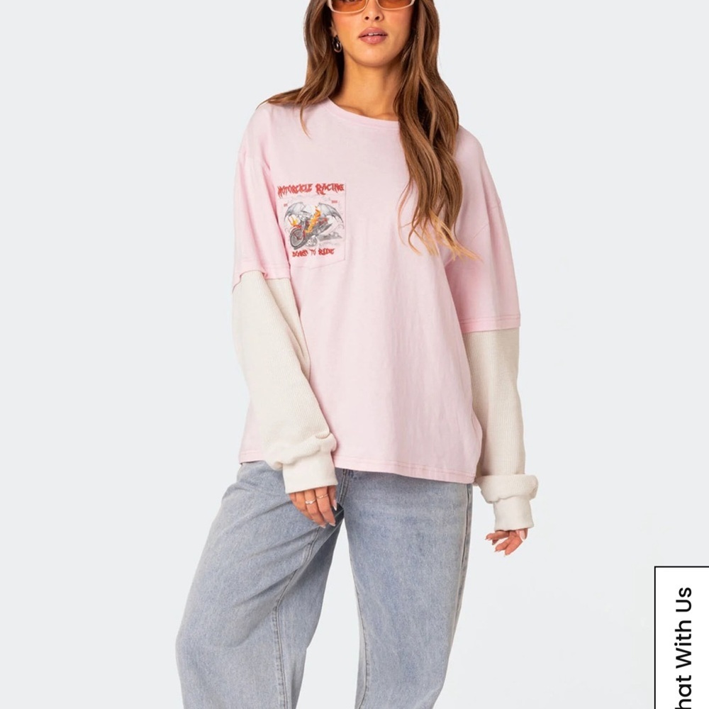 Edikted Racing Oversized Layered T-Shirt 🔥 💖🖤 🏍️ - Picture 5 of 13
